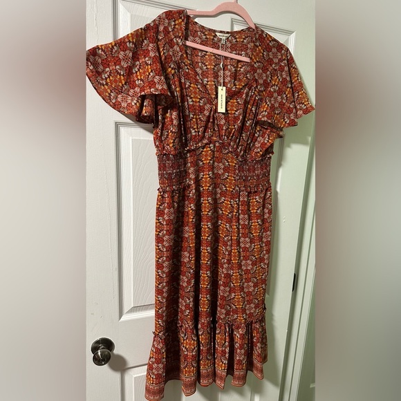 MAX STUDIO FLOUNCE SLEEVE V-NECK FLORAL DRESS SIZE XL - Picture 6 of 9